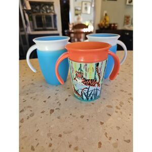 LOT of 3 Munchkin  Miracle 360 Sippy Training Child Cups